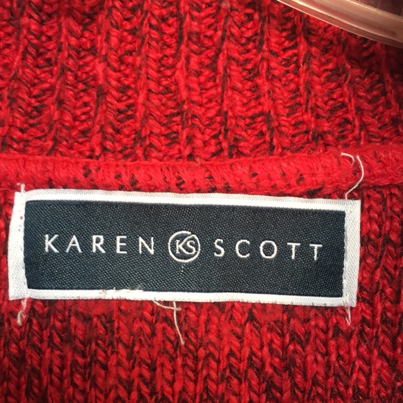 KAREN SCOTT Cable Knit Front Color Block Cowl Neck Sweater with Rib Knit Sleeves - Picture 14 of 14